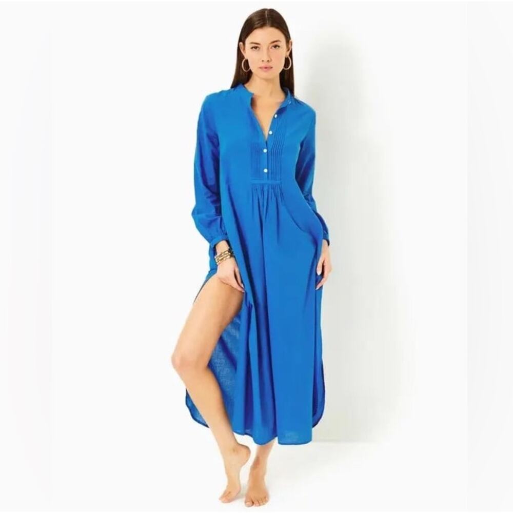 Lilly Pulitzer NWT-Vassa Maxi Cover-Up- Morelle Blue Size XL It has pockets